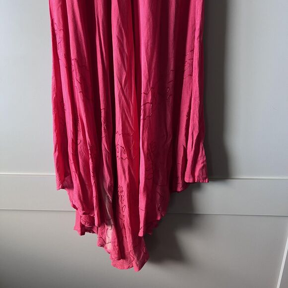 Venice Blue Dress Womens One Size Pink Embroidered Rayon Handkerchief Hem Boho - Picture 4 of 15